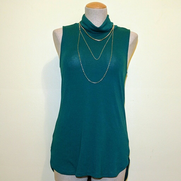 *LOFT* Green turtle neck tunic tank - Picture 1 of 2